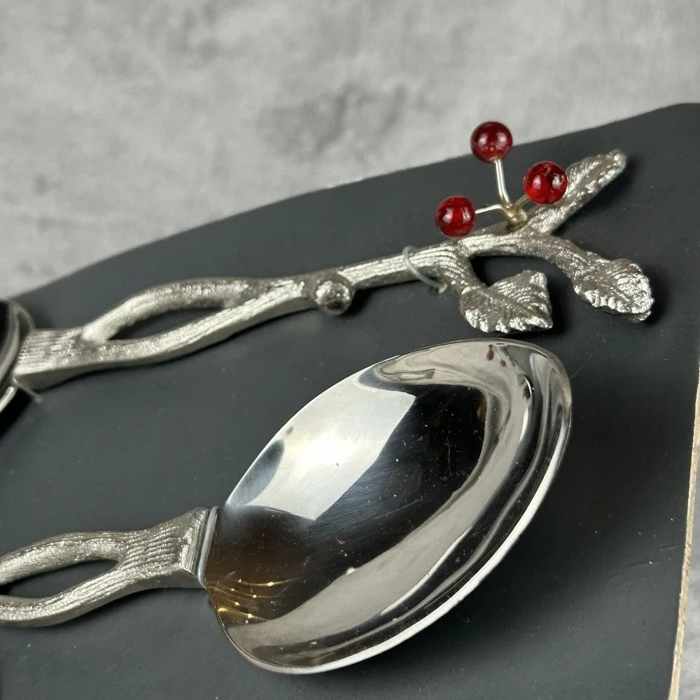 Festive Salad Serving Set Holiday Holly Berry Design Festive New Old Stock